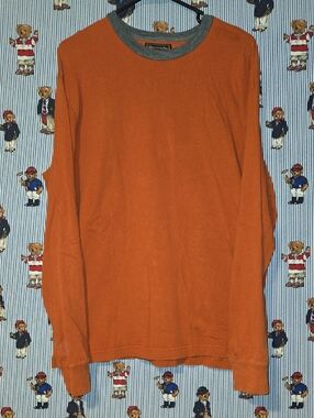 Vintage Abercrombie & Fitch Orange Y2K Longsleeve Shirt Made In Usa Large